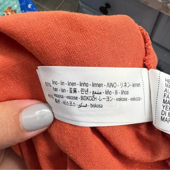 Zara Orange Sleeveless Linen Blend Maxi Sheath Dress Size Small - Picture 11 of 16